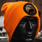 AO Blaze Mossy Oak falconry beanie with raptor patch