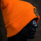 AO Blaze Mossy Oak falconry beanie with raptor patch