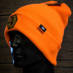 AO Blaze Mossy Oak falconry beanie with raptor patch