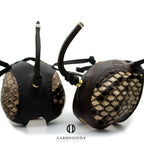 AO three-piece Dutch falconry hood with genuine python skin inlays