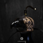 AO three-piece Dutch falconry hood with genuine python skin inlays