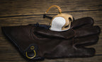 AO three-piece Dutch falconry hood with genuine lizard skin inlays
