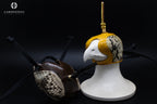 AO three-piece Dutch falconry hood with genuine python skin inlays