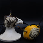 AO three-piece Dutch falconry hood with genuine python skin inlays