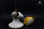 AO three-piece Dutch falconry hood with genuine python skin inlays