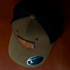 AO hare hunting cap with leather patch and gold-foil detail
