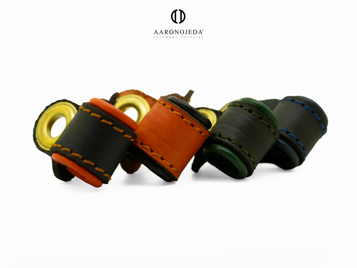 AO leather anklets for fitting falconry birds without press tools