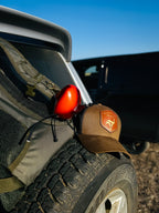 AO hare hunting cap with leather patch and gold-foil detail