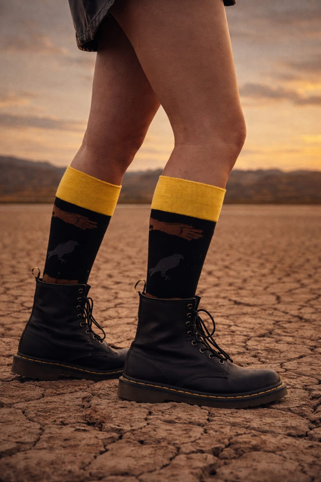 Modelo Negro de Falconry Glove Socks AO x Muy Animal